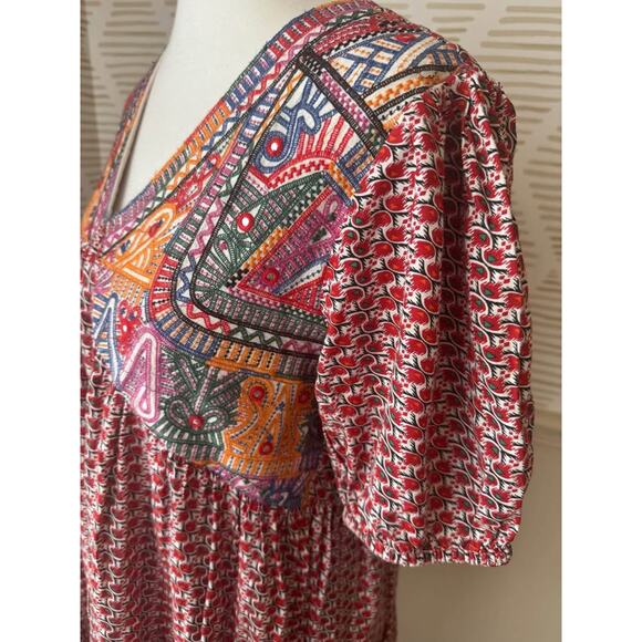 Bombay Paisley Women’s Large Boho Red Graphic Embroidered Dress - Picture 4 of 7